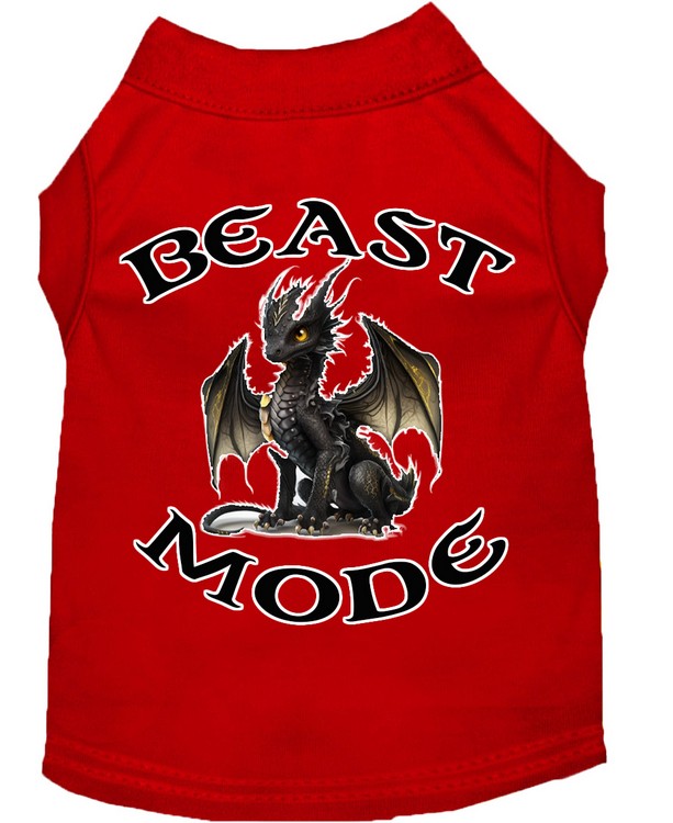 Beast Mode Dragon Screen Print Dog Shirt Red XS (8)